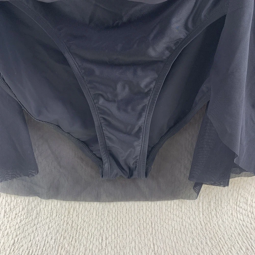 NWT Time and Tru Womens‎ Mesh Swim Suit Skirt Black Bottom 3X (24W-26W) Side Tie